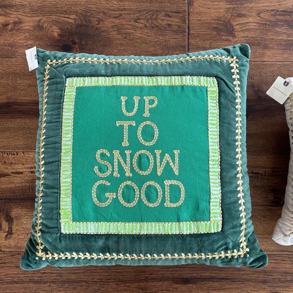 Anthropologie HOLLY JOLLY & UP TO SNOW GOOD  Pillow PILLOWS - Picture 3 of 9